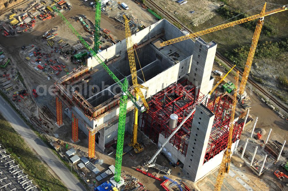 Aerial photograph Schwarze Pumpe - Construction site of a new substitute fuel power plant near Schwarze Pumpe