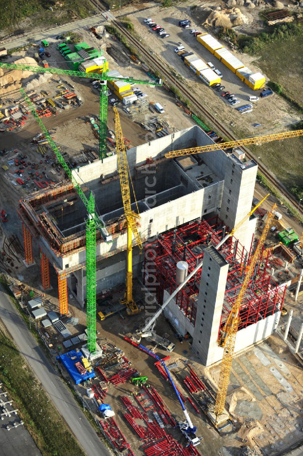 Schwarze Pumpe from above - Construction site of a new substitute fuel power plant near Schwarze Pumpe