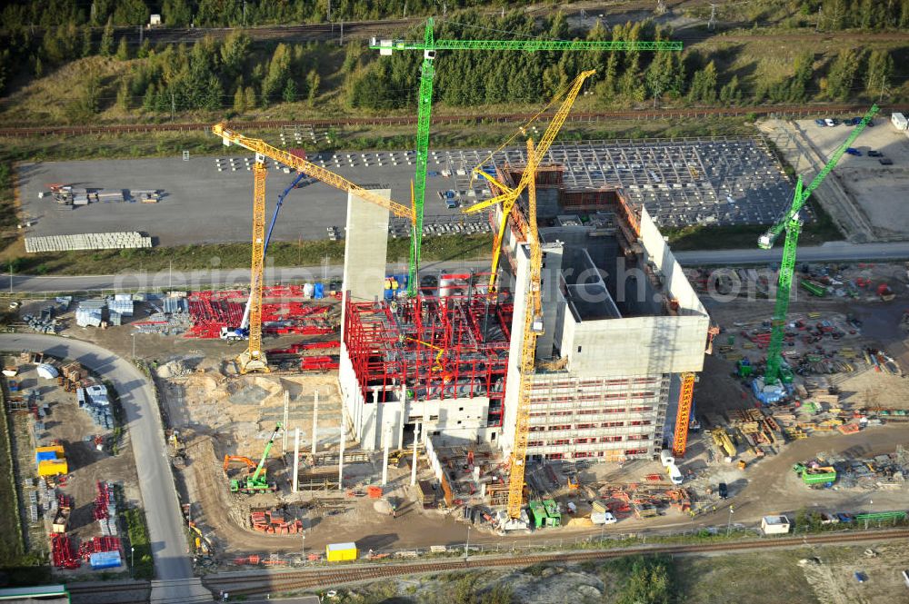 Aerial photograph Schwarze Pumpe - Construction site of a new substitute fuel power plant near Schwarze Pumpe