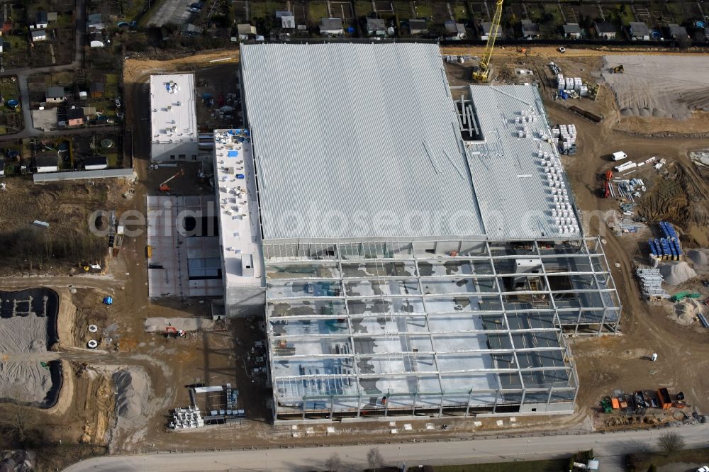 Aerial photograph Magdeburg - Construction of an IKEA furniture store - Furniture Market in Magdeburg in the state Saxony-Anhalt