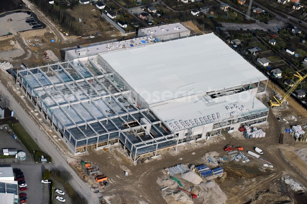 Aerial image Magdeburg - Construction of an IKEA furniture store - Furniture Market in Magdeburg in the state Saxony-Anhalt