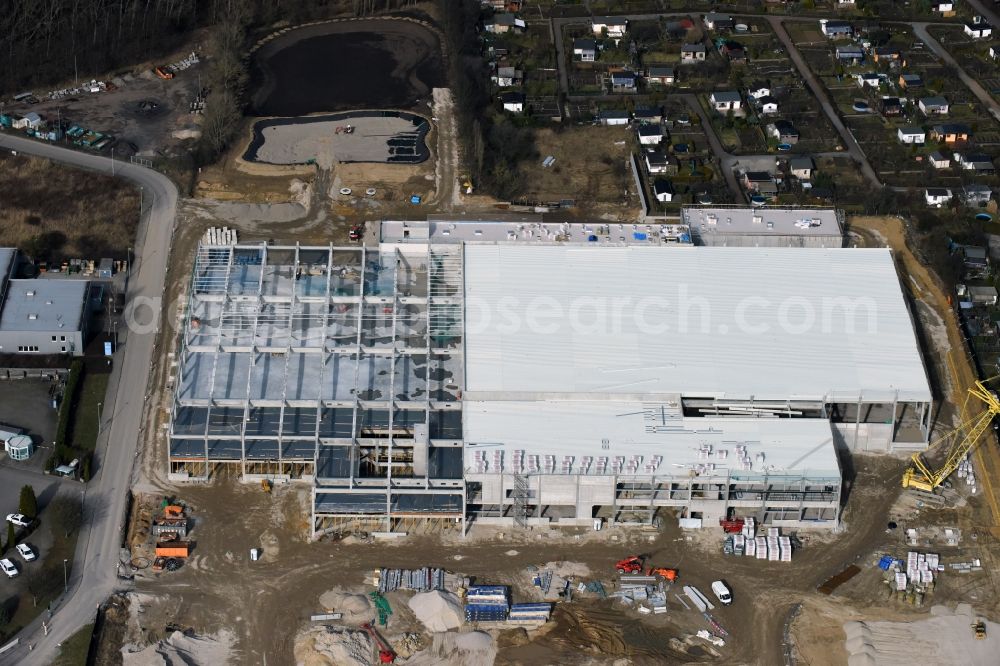 Aerial photograph Magdeburg - Construction of an IKEA furniture store - Furniture Market in Magdeburg in the state Saxony-Anhalt