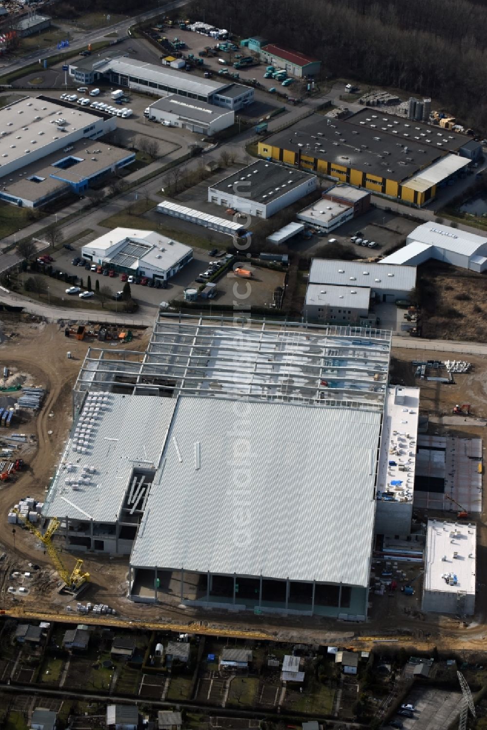 Aerial image Magdeburg - Construction of an IKEA furniture store - Furniture Market in Magdeburg in the state Saxony-Anhalt