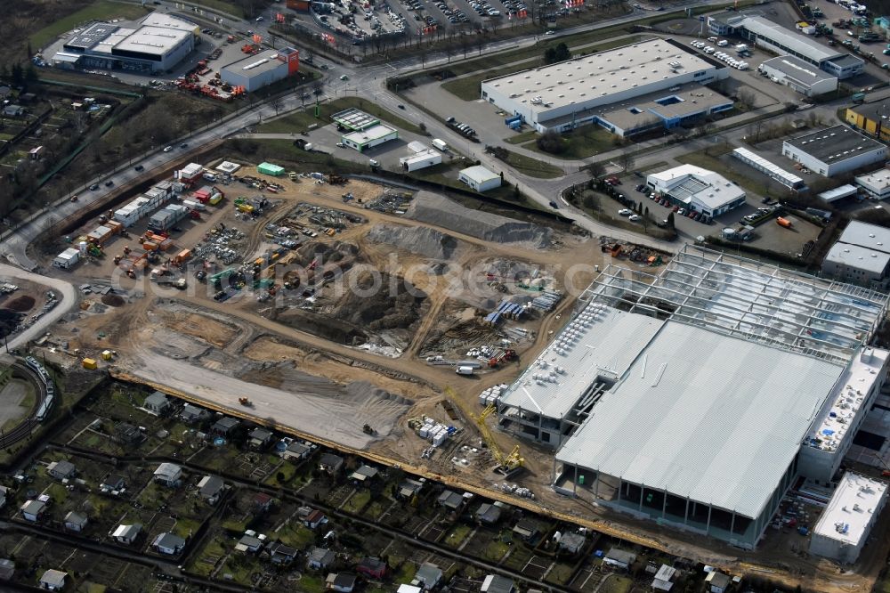 Aerial photograph Magdeburg - Construction of an IKEA furniture store - Furniture Market in Magdeburg in the state Saxony-Anhalt