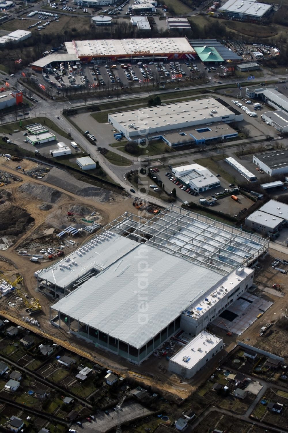 Magdeburg from above - Construction of an IKEA furniture store - Furniture Market in Magdeburg in the state Saxony-Anhalt