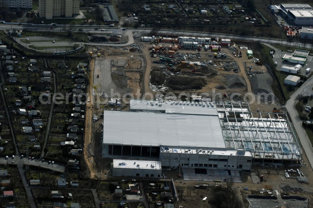 Aerial photograph Magdeburg - Construction of an IKEA furniture store - Furniture Market in Magdeburg in the state Saxony-Anhalt