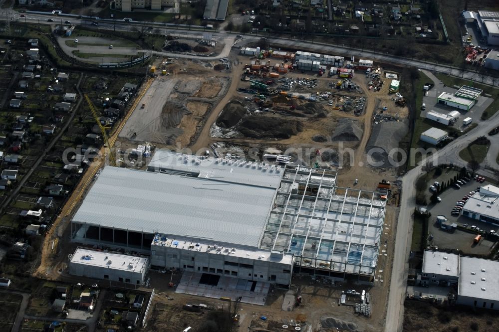 Aerial image Magdeburg - Construction of an IKEA furniture store - Furniture Market in Magdeburg in the state Saxony-Anhalt