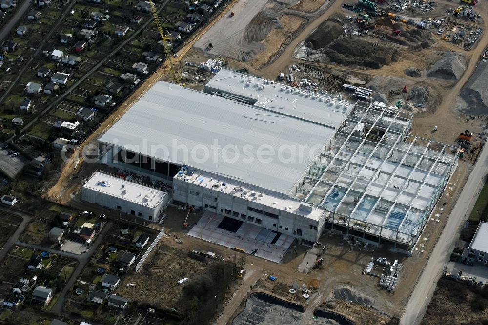 Aerial photograph Magdeburg - Construction of an IKEA furniture store - Furniture Market in Magdeburg in the state Saxony-Anhalt