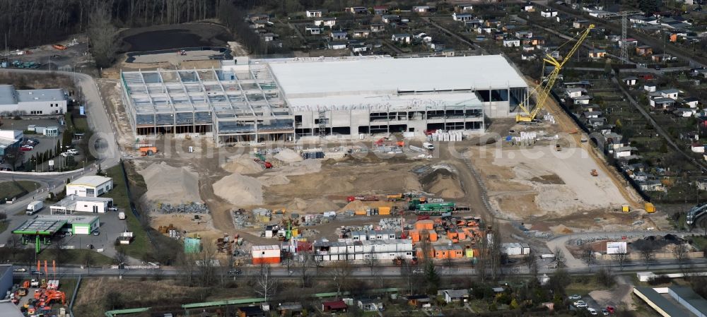 Aerial photograph Magdeburg - Construction of an IKEA furniture store - Furniture Market in Magdeburg in the state Saxony-Anhalt