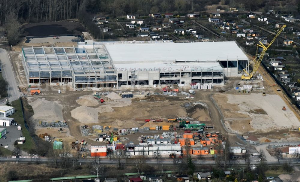 Magdeburg from above - Construction of an IKEA furniture store - Furniture Market in Magdeburg in the state Saxony-Anhalt