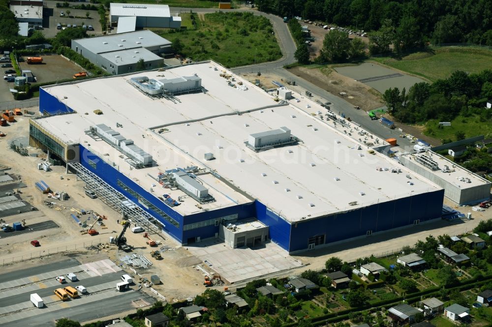 Aerial image Magdeburg - Construction of an IKEA furniture store - Furniture Market in Magdeburg in the state Saxony-Anhalt