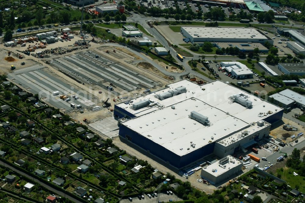 Magdeburg from above - Construction of an IKEA furniture store - Furniture Market in Magdeburg in the state Saxony-Anhalt