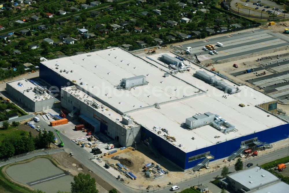 Aerial image Magdeburg - Construction of an IKEA furniture store - Furniture Market in Magdeburg in the state Saxony-Anhalt