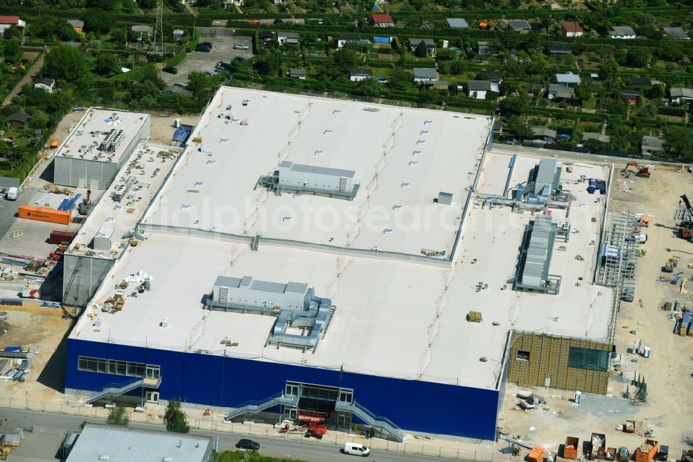 Aerial photograph Magdeburg - Construction of an IKEA furniture store - Furniture Market in Magdeburg in the state Saxony-Anhalt