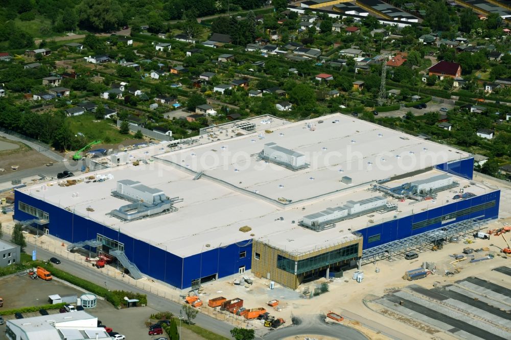 Magdeburg from above - Construction of an IKEA furniture store - Furniture Market in Magdeburg in the state Saxony-Anhalt