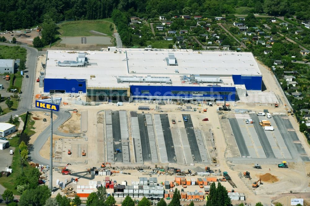 Aerial image Magdeburg - Construction of an IKEA furniture store - Furniture Market in Magdeburg in the state Saxony-Anhalt