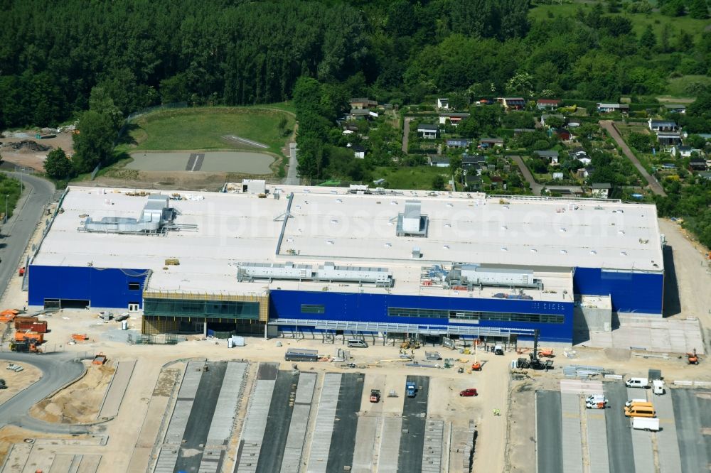 Aerial photograph Magdeburg - Construction of an IKEA furniture store - Furniture Market in Magdeburg in the state Saxony-Anhalt