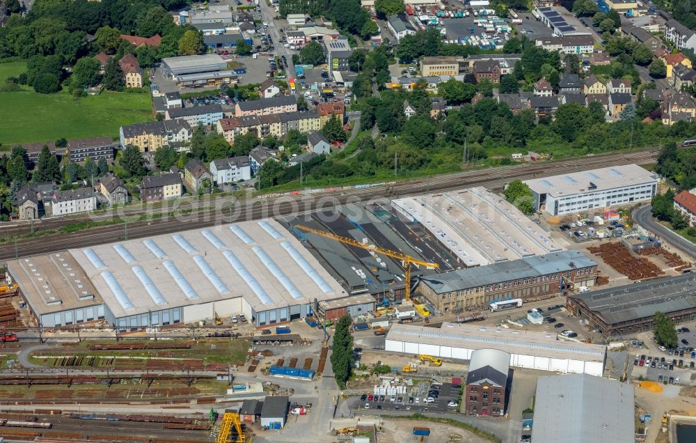 Aerial photograph Witten - Railway depot and repair shop for maintenance DB factory Oberbaustoffe Witten in the district Bommern in Witten in the state North Rhine-Westphalia, Germany