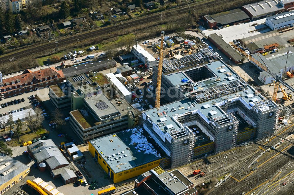 Aerial photograph Berlin - Railway depot and repair shop for maintenance and repair of trains the Berlin subway in the district Charlottenburg Westend in Berlin, Germany