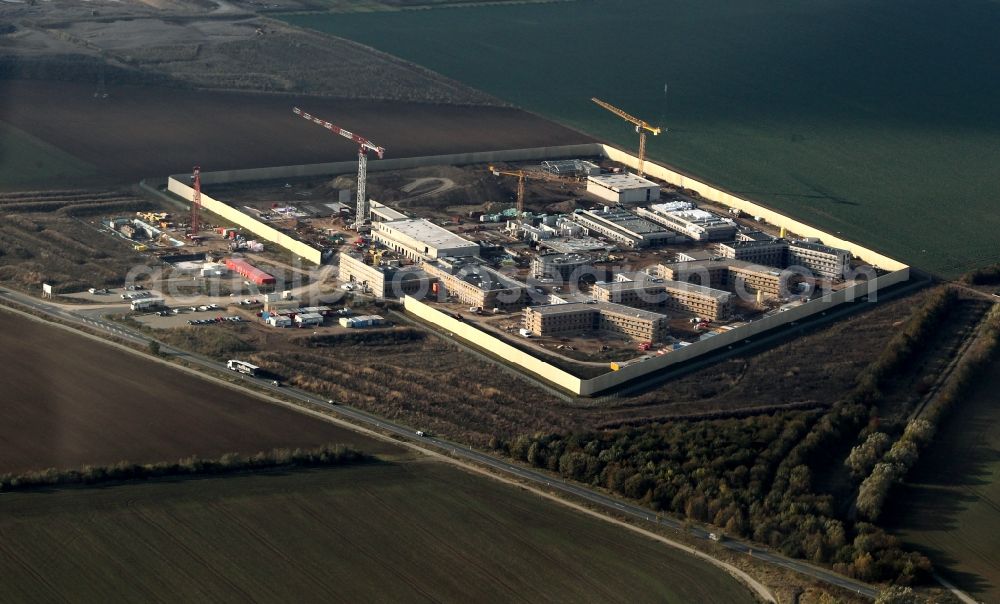 Arnstadt from above - Construction of the Youth Detention Center (JSA) and the Thuringian new youth detention center (prison) in Arnstadt