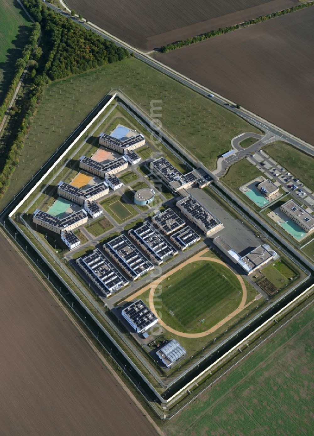 Aerial photograph Arnstadt - Construction of the Youth Detention Center (JSA) and the Thuringian new youth detention center (prison) in Arnstadt