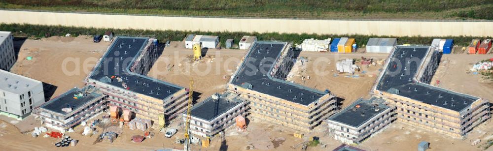 Arnstadt from the bird's eye view: Neubau der Jugendstrafanstalt ( JSA ) sowie die neue Thüringer Jugendarrestanstalt ( JVA ) in Arnstadt. Construction of the Youth Detention Center (JSA) and the Thuringian new youth detention center (prison) in Arnstadt.