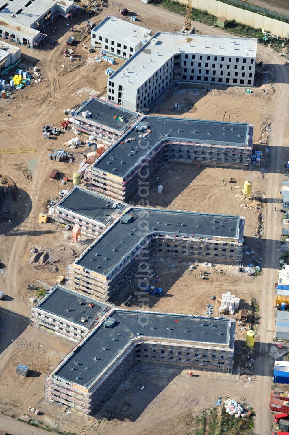 Arnstadt from the bird's eye view: Neubau der Jugendstrafanstalt ( JSA ) sowie die neue Thüringer Jugendarrestanstalt ( JVA ) in Arnstadt. Construction of the Youth Detention Center (JSA) and the Thuringian new youth detention center (prison) in Arnstadt.