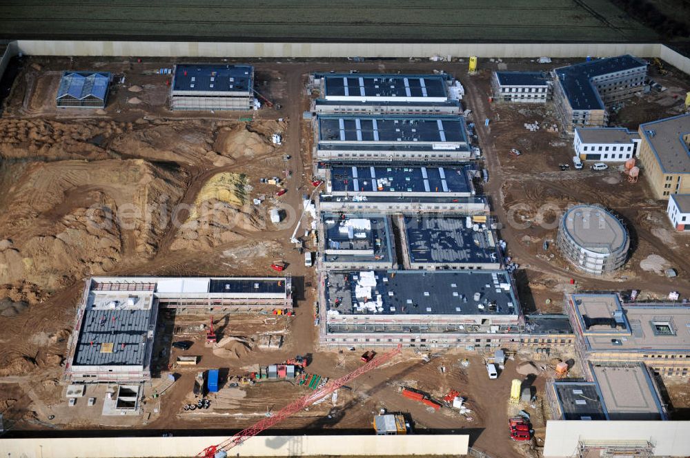 Arnstadt from above - Construction of the Youth Detention Center (JSA) and the Thuringian new youth detention center (prison) in Arnstadt