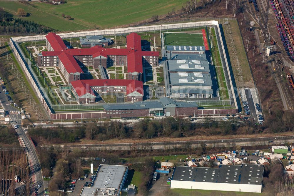 Aerial image Düsseldorf - Construction site of the prison Düsseldorf