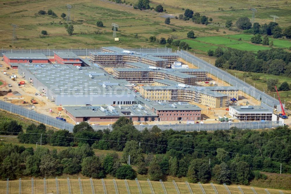 Großbeeren from the bird's eye view: Construction site of the new penal institution Heidering Grossbeeren