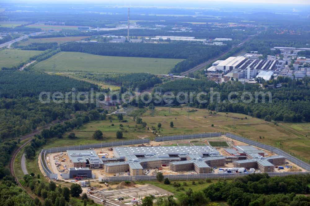 Großbeeren from the bird's eye view: Construction site of the new penal institution Heidering Grossbeeren