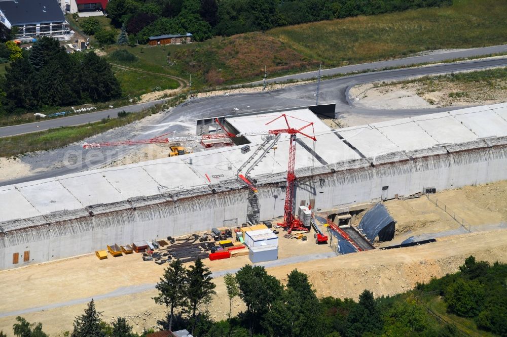 Aerial photograph Würzburg - New construction of the route in the course of the motorway tunnel construction of the BAB A 3 in the district Heidingsfeld in Wuerzburg in the state Bavaria, Germany