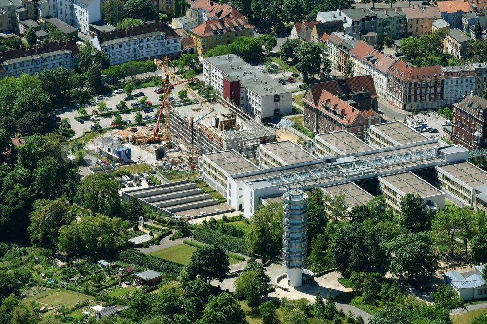 Brandenburg an der Havel from above - Hospital grounds Staedtisches Klinikum Brandenburg GmbH on Hochstrasse in Brandenburg an der Havel in the state Brandenburg, Germany