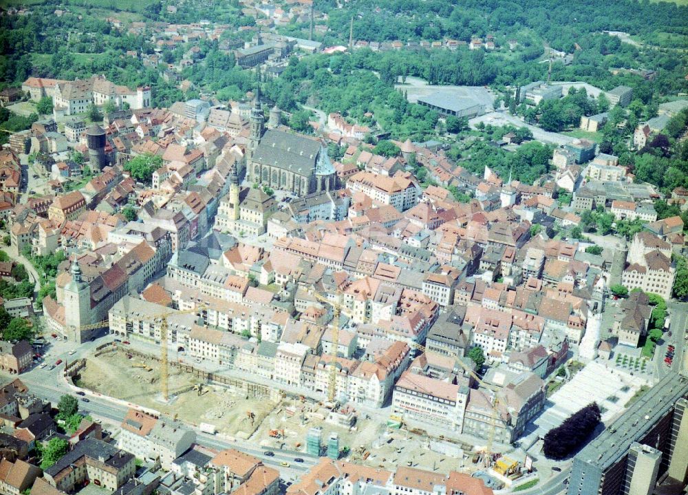 Aerial image Bautzen - Construction site of building of the shopping center Kornmarkt-Center in Bautzen in the state Saxony, Germany