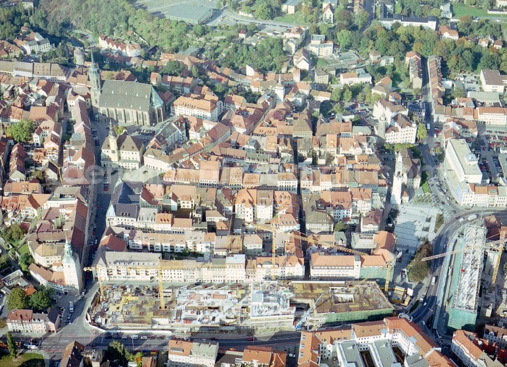 Aerial image Bautzen - Construction site of building of the shopping center Kornmarkt-Center in Bautzen in the state Saxony, Germany