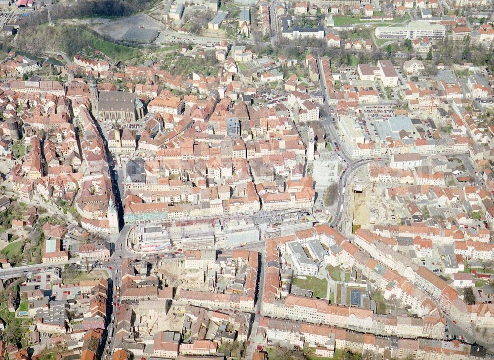 Aerial image Bautzen - Construction site of building of the shopping center Kornmarkt-Center in Bautzen in the state Saxony, Germany