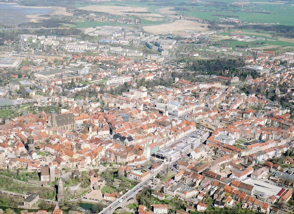 Aerial image Bautzen - Construction site of building of the shopping center Kornmarkt-Center in Bautzen in the state Saxony, Germany