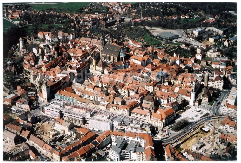 Aerial photograph Bautzen - Construction site of building of the shopping center Kornmarkt-Center in Bautzen in the state Saxony, Germany