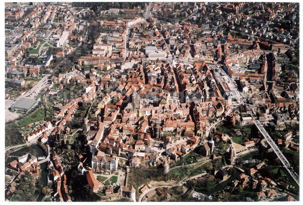 Bautzen from above - Construction site of building of the shopping center Kornmarkt-Center in Bautzen in the state Saxony, Germany