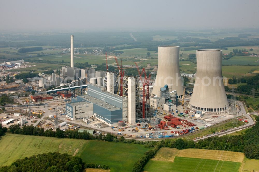 Aerial photograph Hamm OT Schmehausen - View of the new construction of the Kraftwerk Westfalen in the district of Schmehausen in Hamm in the state of North Rhine-Westphalia