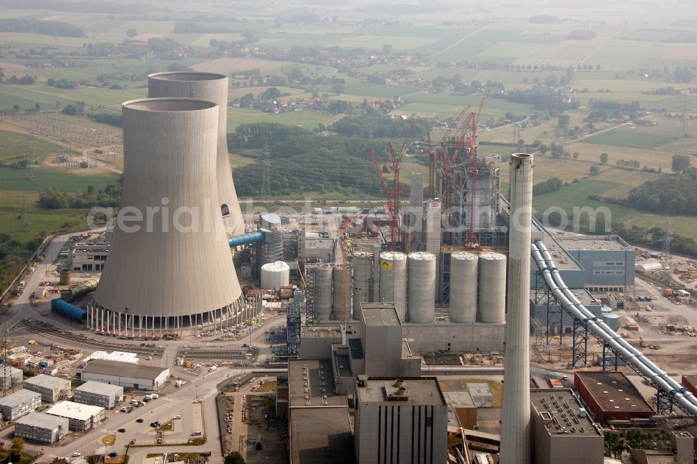 Aerial image Hamm OT Schmehausen - View of the new construction of the Kraftwerk Westfalen in the district of Schmehausen in Hamm in the state of North Rhine-Westphalia