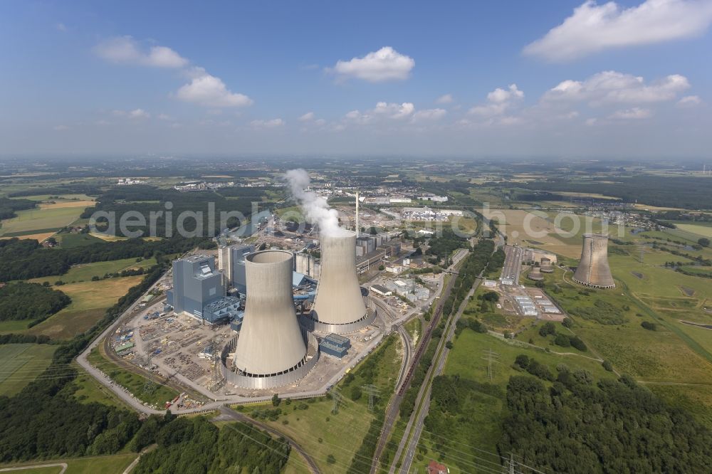 Aerial photograph Hamm OT Schmehausen - View of the new construction of the Kraftwerk Westfalen in the district of Schmehausen in Hamm in the state of North Rhine-Westphalia