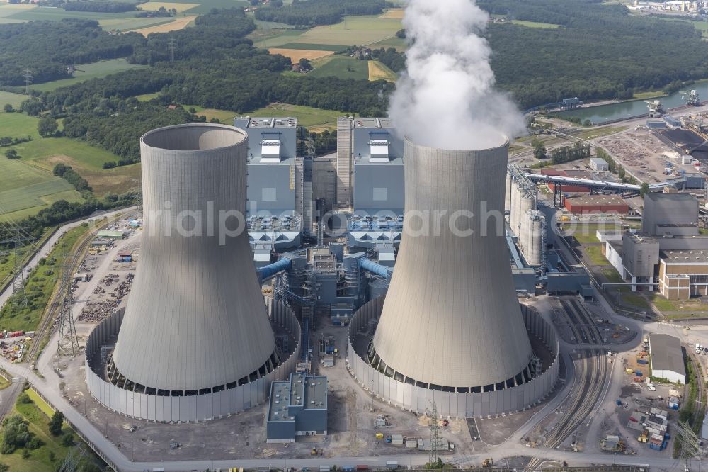 Hamm OT Schmehausen from the bird's eye view: View of the new construction of the Kraftwerk Westfalen in the district of Schmehausen in Hamm in the state of North Rhine-Westphalia