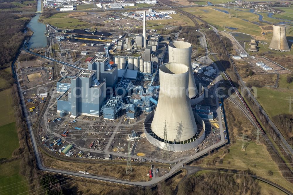 Hamm OT Schmehausen from above - View of the new construction of the Kraftwerk Westfalen in the district of Schmehausen in Hamm in the state of North Rhine-Westphalia