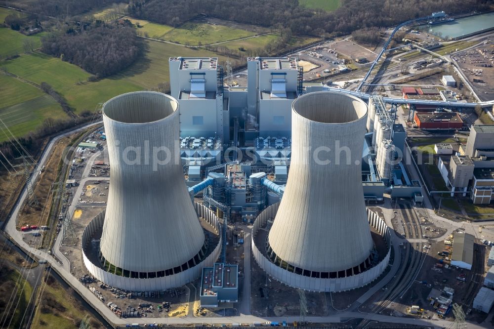 Hamm OT Schmehausen from the bird's eye view: View of the new construction of the Kraftwerk Westfalen in the district of Schmehausen in Hamm in the state of North Rhine-Westphalia