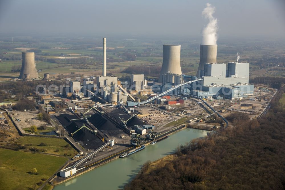 Aerial image Hamm OT Schmehausen - View of the new construction of the Kraftwerk Westfalen in the district of Schmehausen in Hamm in the state of North Rhine-Westphalia