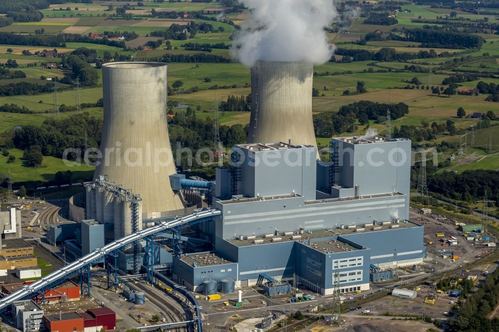 Aerial image Hamm OT Schmehausen - View of the new construction of the Kraftwerk Westfalen in the district of Schmehausen in Hamm in the state of North Rhine-Westphalia