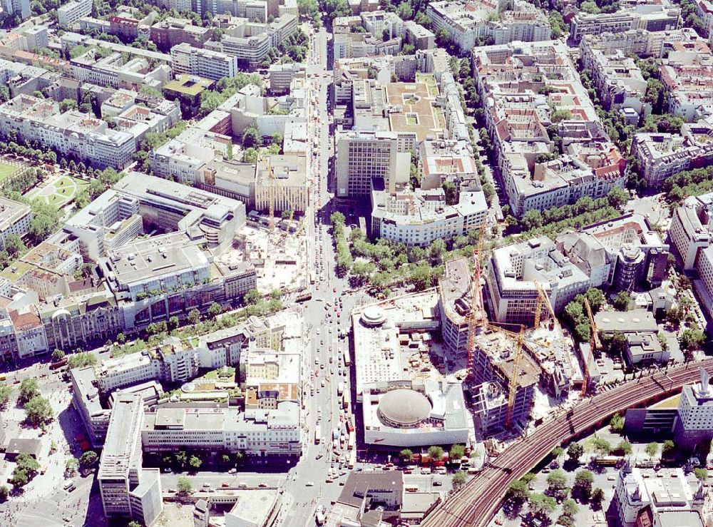 Aerial image Berlin Charlottenburg - Neubau des Kranzlerecks und Abriß des Panoptikums am Kurfürstendamm in Berlin - Charlottenburg.