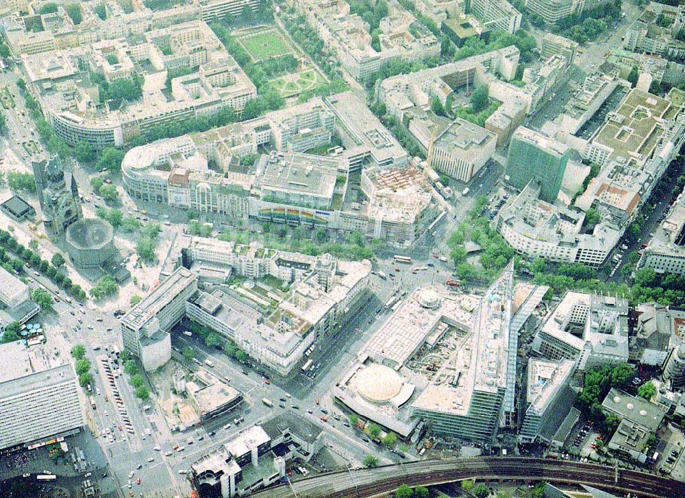 Berlin - Charlottenburg from above - Neubau des Kranzlerecks am Berliner Kurfürstendamm in Berlin - Charlottenburg.