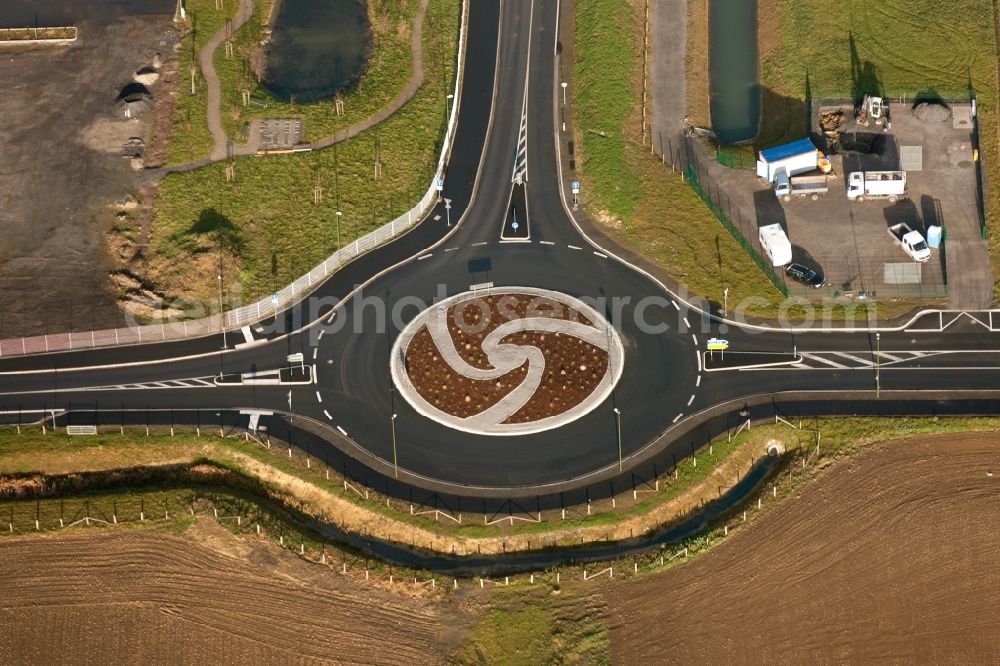 Bönen from above - View of the new construction of a rotary traffic in Boenen in the state North Rhine-Westphalia